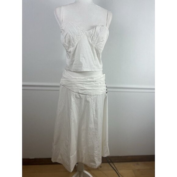 Free People So Posh Cropped Cami Skirt Set White Cotton XL Boho Beach New NWT - Picture 3 of 11